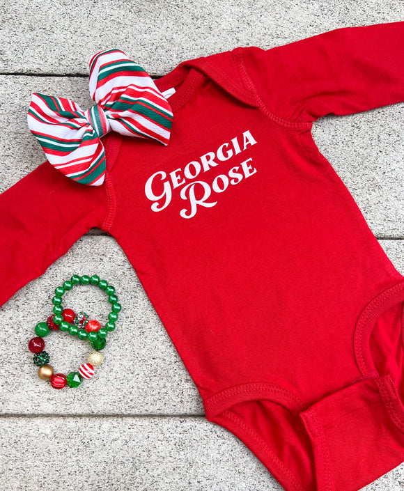 Red Name Onesie - Newborn to 24m