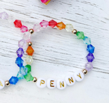 "First Day" Name Bracelet (SINGLE Bracelet) - Rainbow