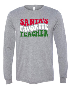 Santa's Favorite Teacher Long Sleeve Tee
